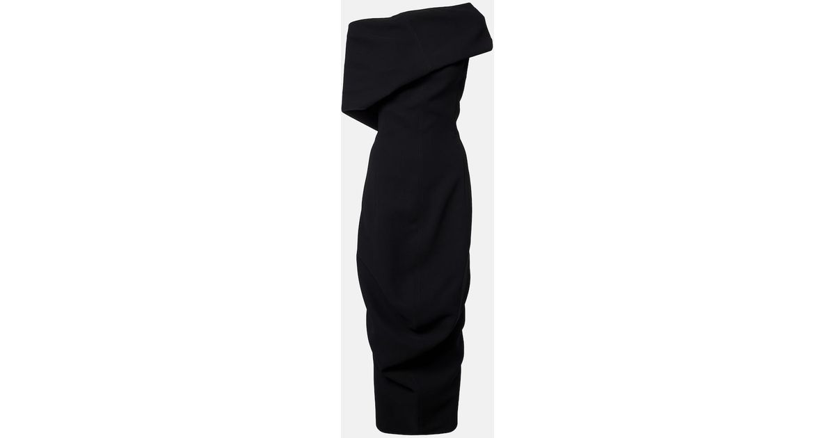 Jacquemus One-Shoulder Midi Dress in Black | Lyst