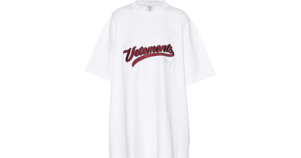 Vetements Embroidered Cotton T-shirt in White | Lyst