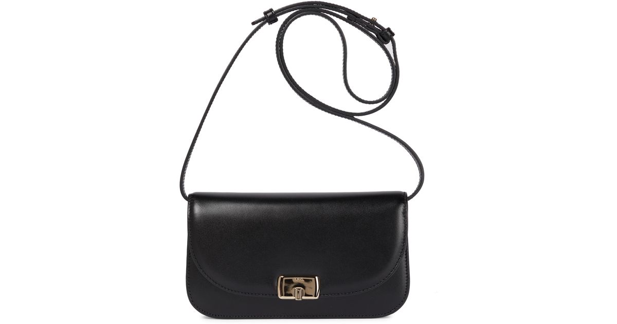 A.P.C. Eva Leather Clutch Bag With Strap in Black | Lyst