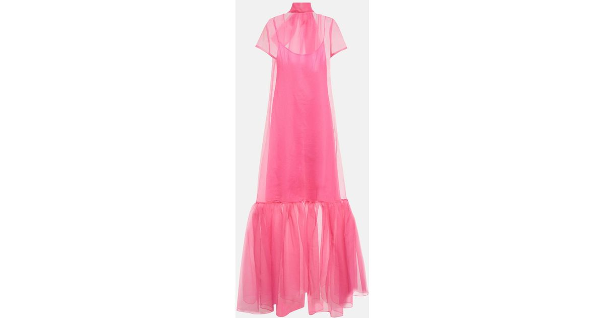 staud pink organza dress Staud Albee Dress Dahlia Daydream Pink