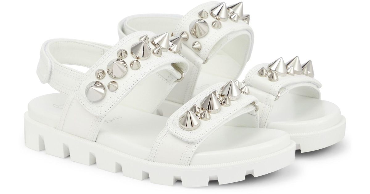 Christian Louboutin Spikita Cool Leather Sandals in White | Lyst