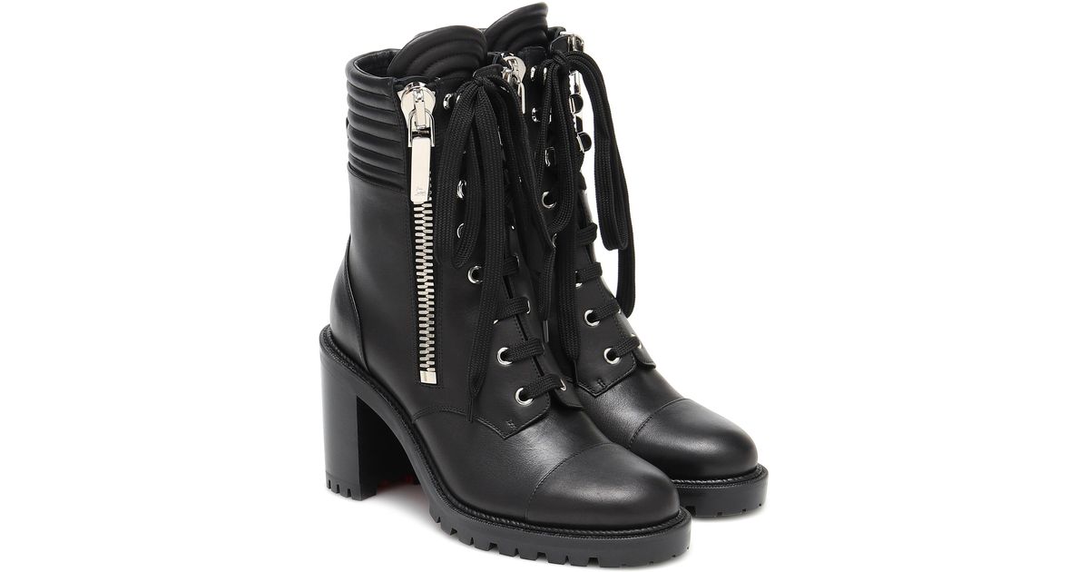 Christian Louboutin En Hiver 70 Leather Ankle Boots in Black | Lyst