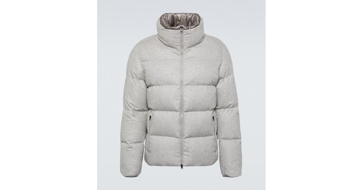 Herno Silk And Cashmere Puffer Jacket in Gray for Men | Lyst