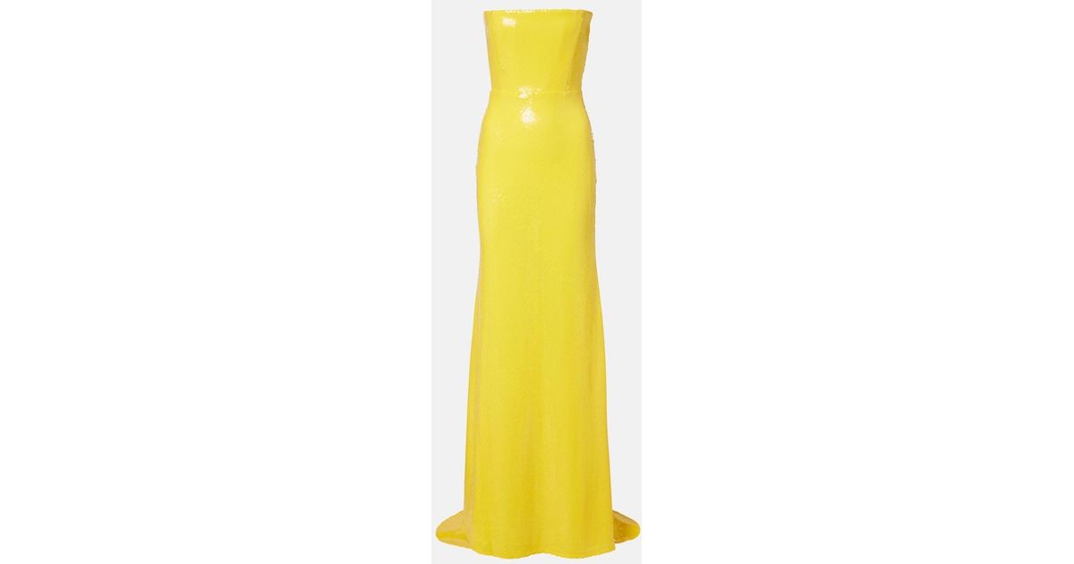 Alex Perry Sequined Corset Gown in Yellow | Lyst Alex Perry Sequined Corset Gown in Yellow | Lyst