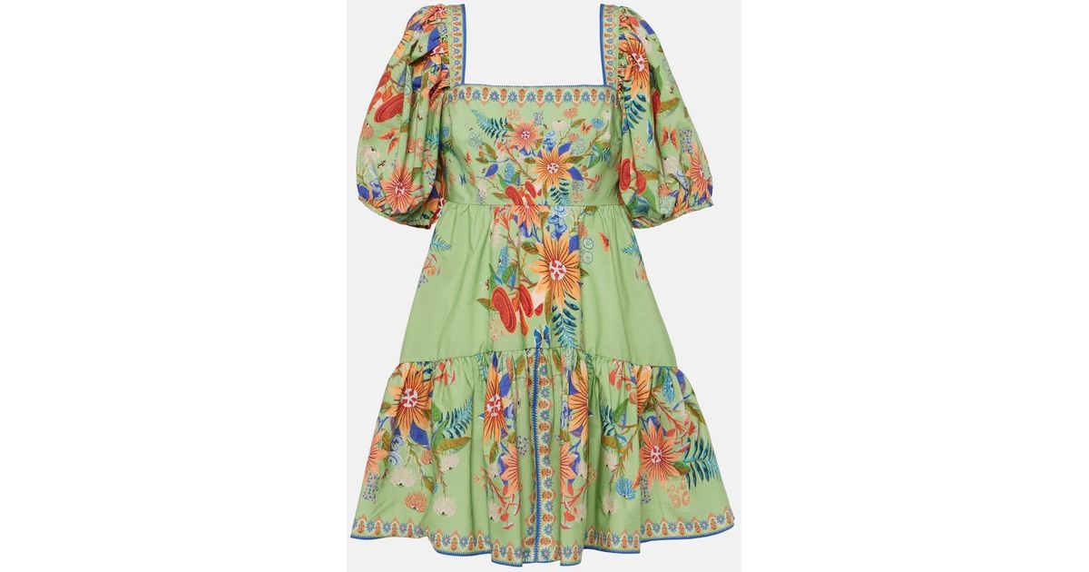 FARM Rio Bright Yard Printed Cotton Mini Dress in Green | Lyst Canada