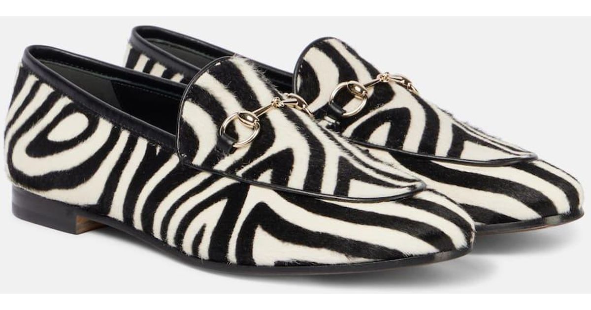 Gucci Jordaan Zebra Print Haircalf Leather Horsebit Loafers Gucci Pony Hair Zebra Print Womens Horsebit Moccasin Loafers  main image 2