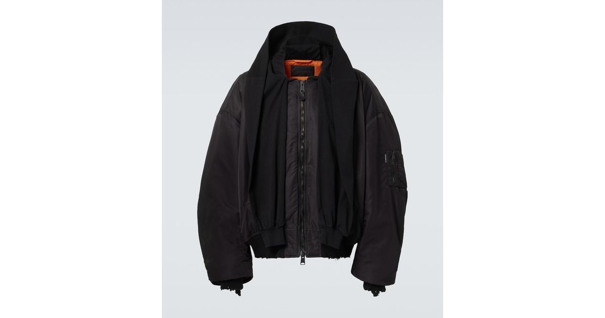 Balenciaga Incognito Hooded Bomber Jacket in Black for Men | Lyst