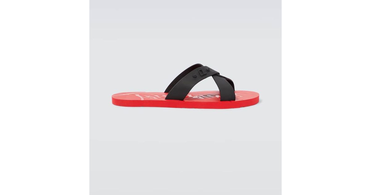【Christian Louboutin】 Loubi Cross rubber slides Loubi Cross rubber slides in black - Christian Louboutin