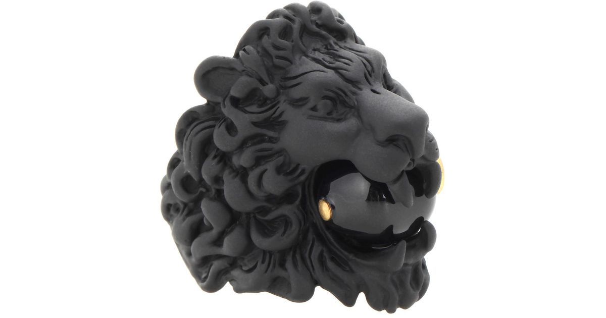Gucci Lion Head Ring in Black - Lyst