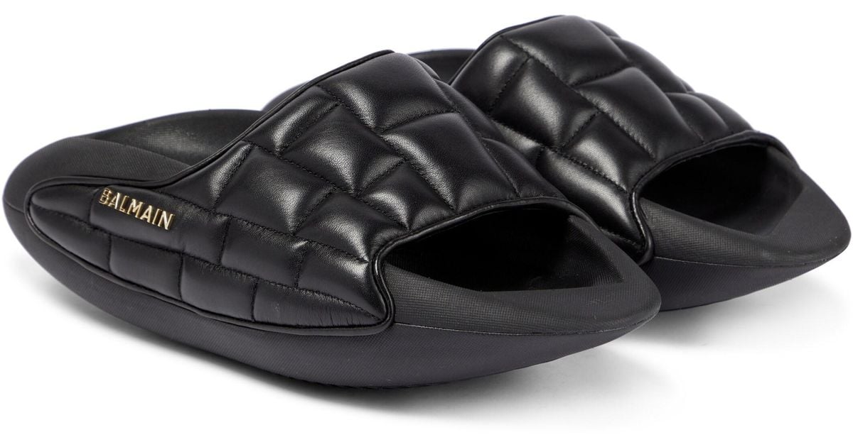 Balmain B-it Leather Platform Sandals in Black | Lyst