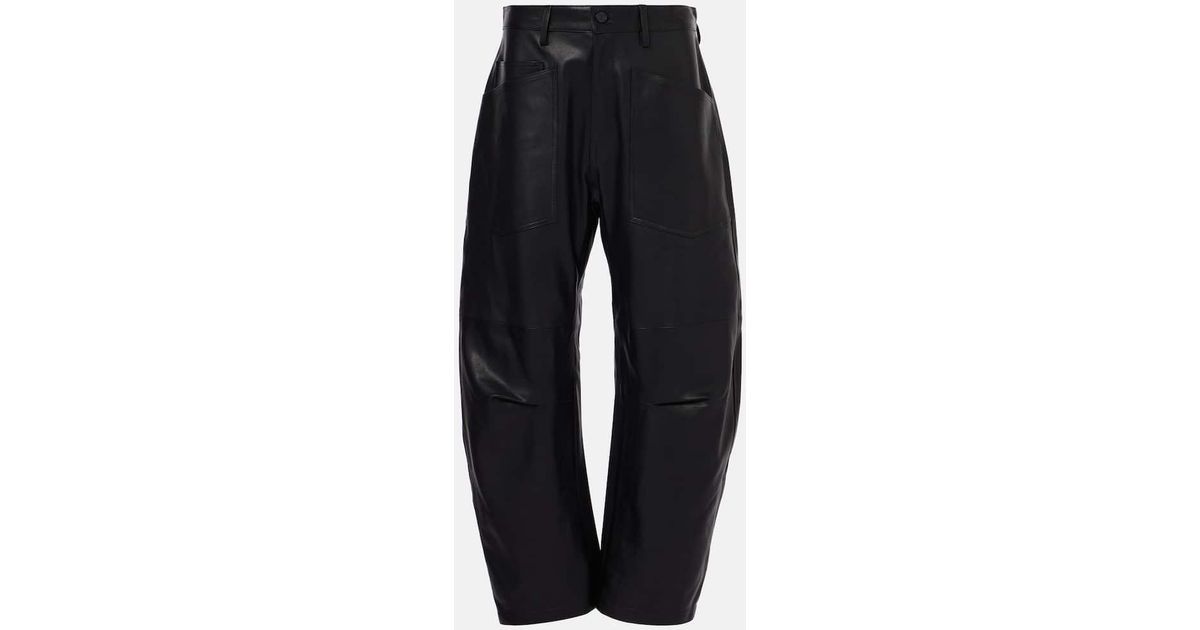 Nili Lotan Shon Leather Barrel-Leg Pants in Blue | Lyst UK