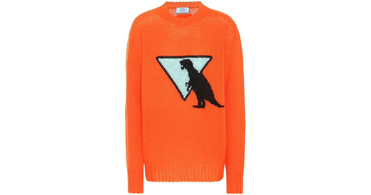 Prada Dinosaur Intarsia Wool Sweater - Lyst