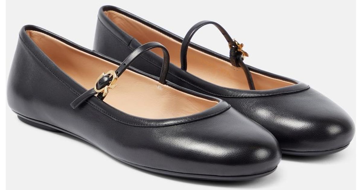 Gianvito Rossi Carla Leather Mary Jane Ballet Flats in Blue | Lyst