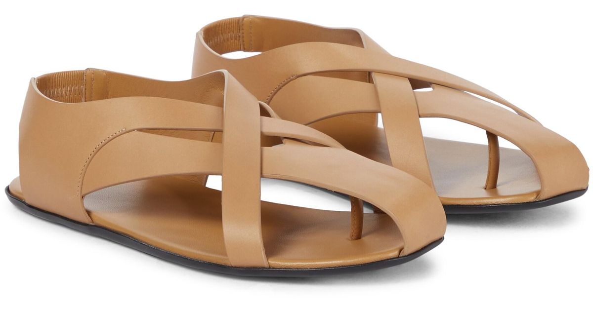 The Row Leather Spider Sandals in Brown Womens Shoes Flats and flat shoes Flat sandals 