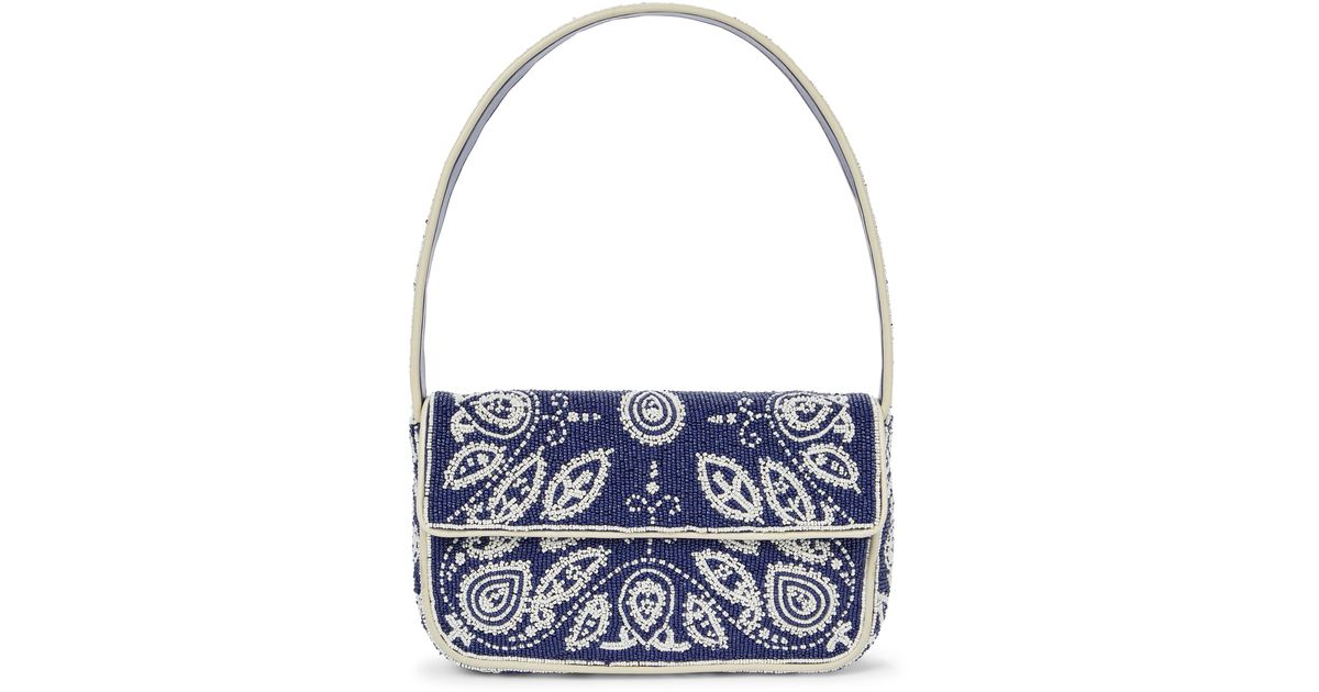 STAUD Tommy Beaded Shoulder Bag in Blue Lyst