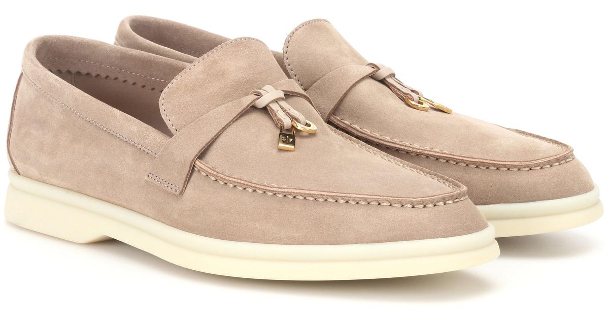 Loro Piana Summer Charms Walk Suede Loafers in Natural | Lyst UK