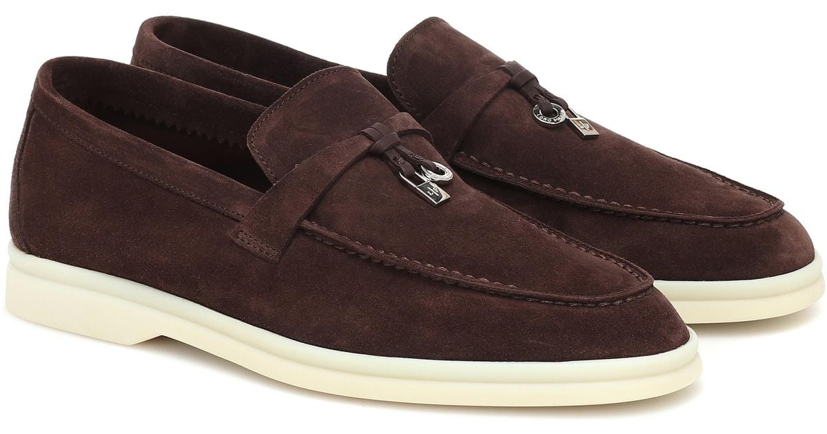 Loro Piana Summer Charms Walk Suede Loafers in Brown | Lyst UK