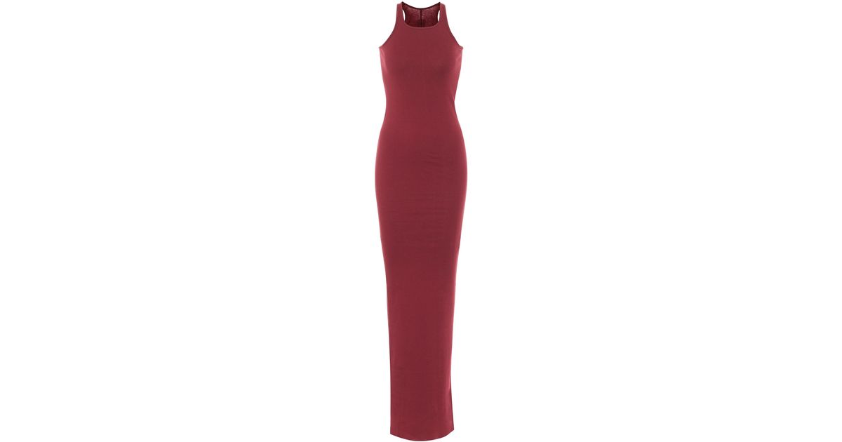 Rick Owens Cotton-jersey Maxi Dress in Red - Lyst