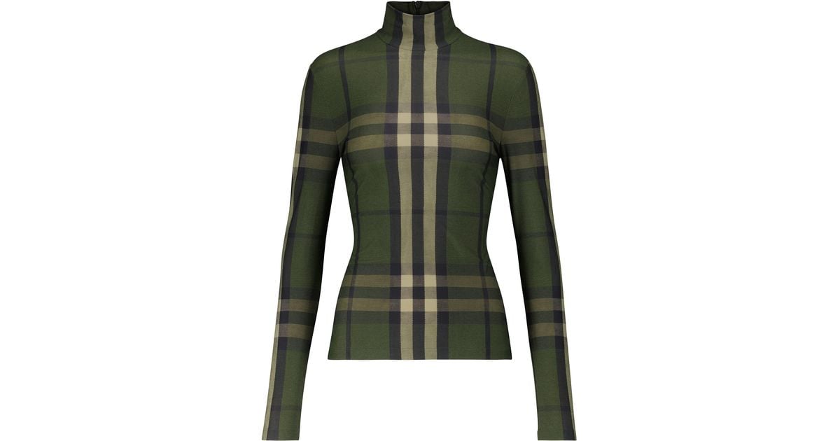 Burberry Vintage Check Turtleneck Top in Green | Lyst