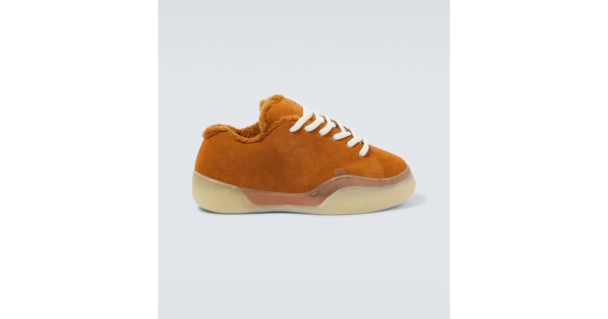 ERL Vamps Skate Terry-trimmed Suede Sneakers in Brown for