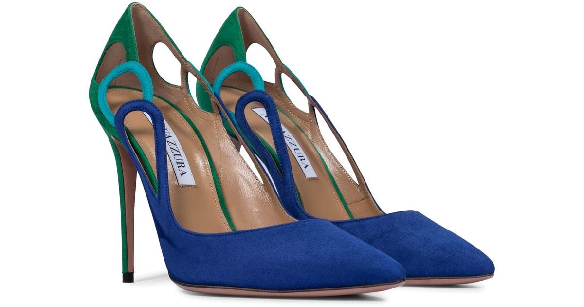 Aquazzura Fenix 105 Suede Pumps in Blue Lyst