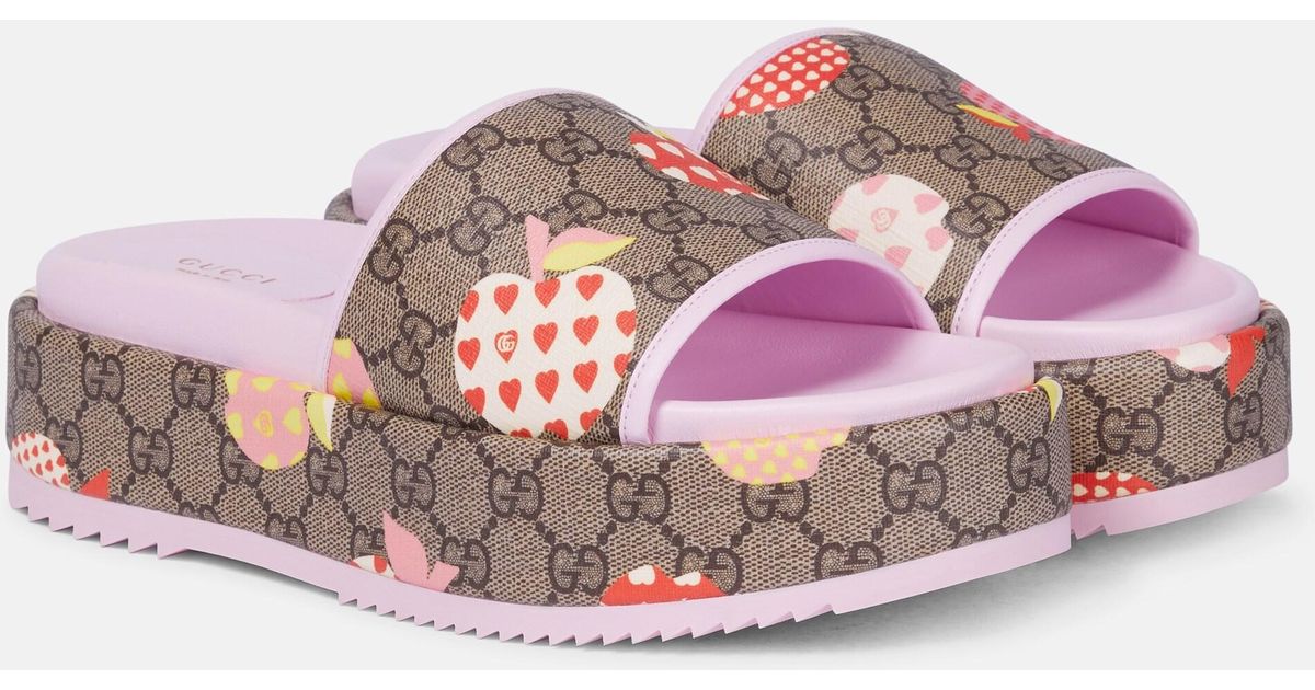 Gucci Les Pommes GG Platform Slides in Pink Lyst