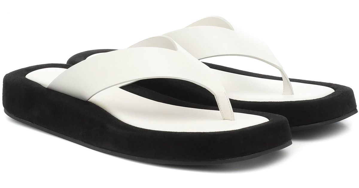 the row ginza leather platform slides