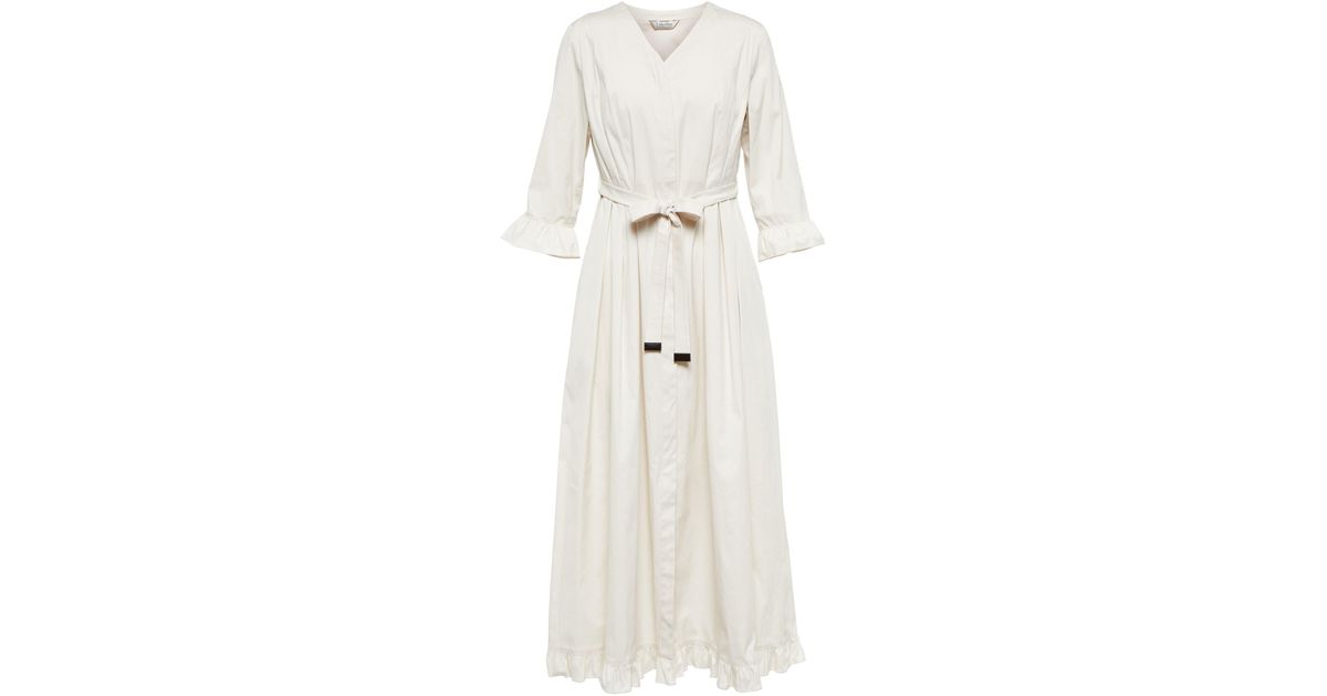 Max Mara Aere Cotton Poplin Midi Dress in White | Lyst Australia