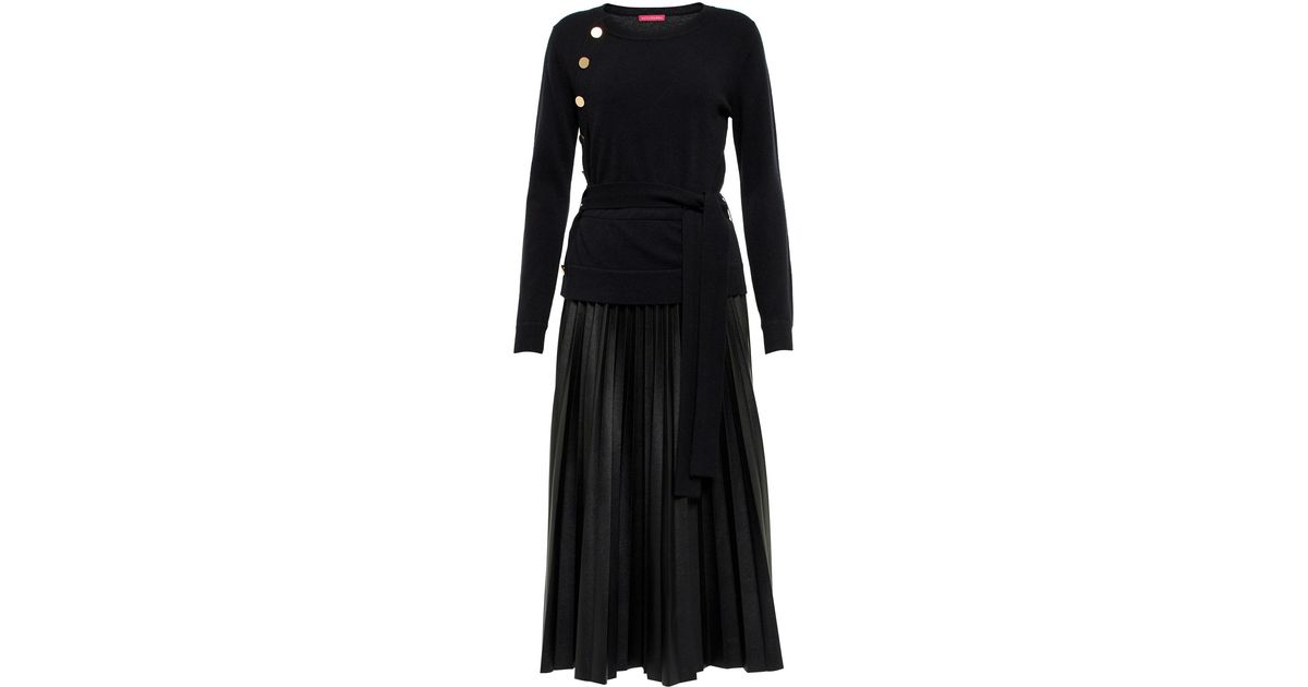 Altuzarra Agan Pleated Midi Dress in Black | Lyst