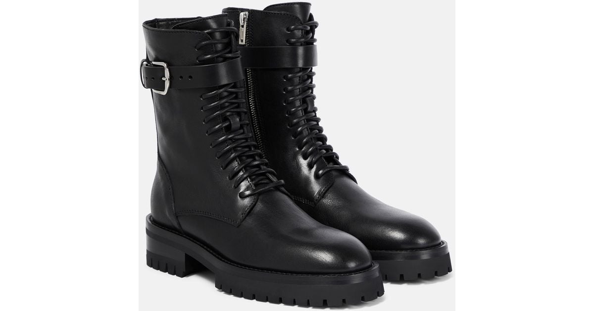 Ann Demeulemeester Cisse Leather Combat Boots in Black Lyst Canada