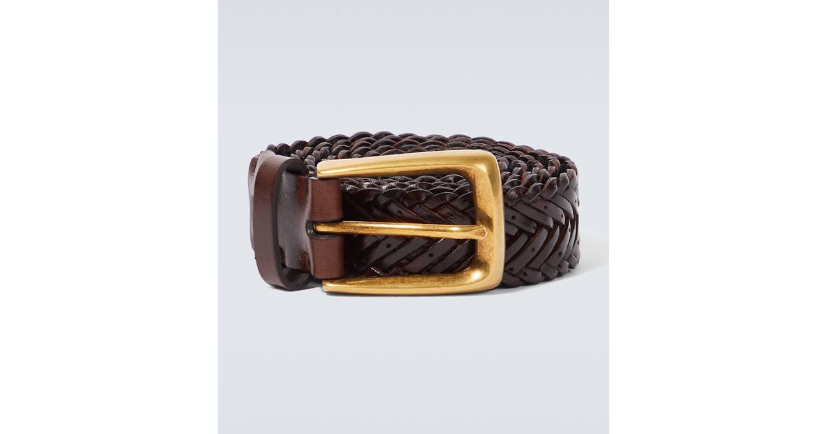 Brown Braided leather belt, Brunello Cucinelli