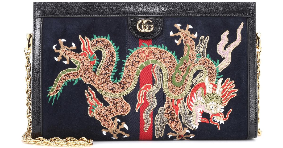 ophidia embroidered medium shoulder bag