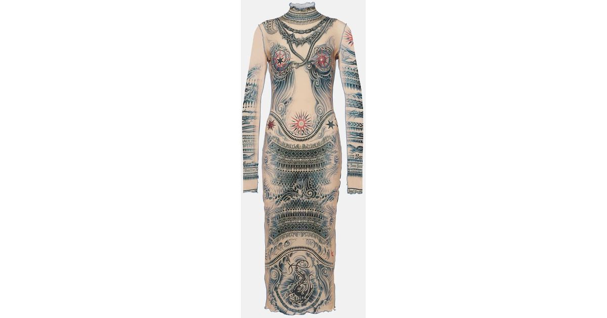 chinese dress ladies Jean Paul Gaultier S/S 1994 'Les Tatouages' Mesh Tattoo Maxi Dress and   THE WAY WE WORE