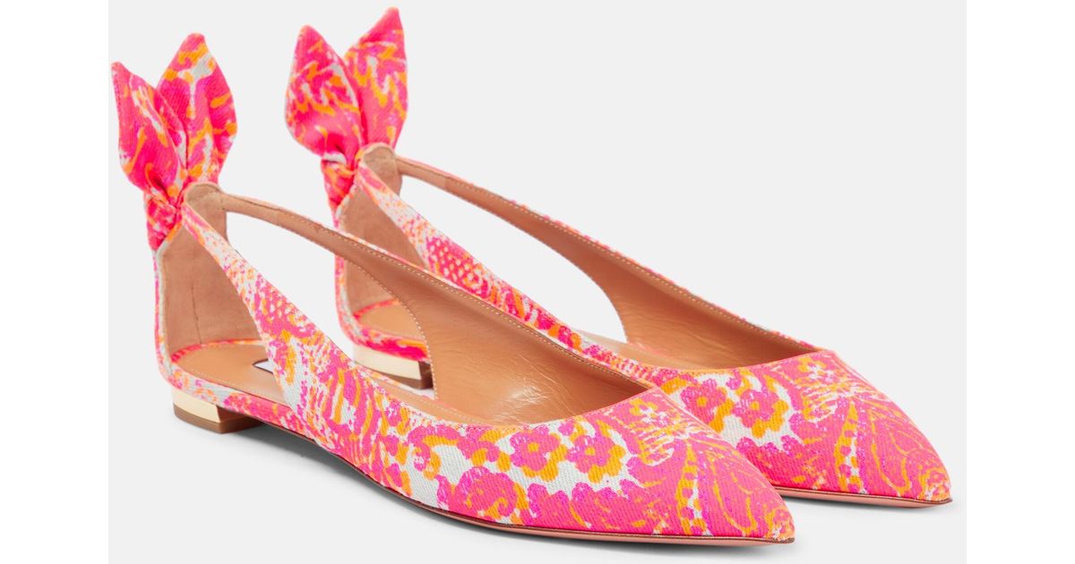 aquazzura bow tie cutout suede ballet flats