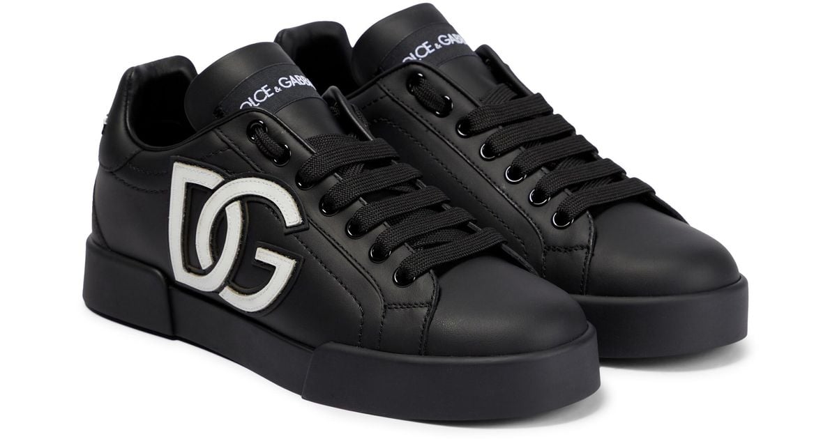 Zapatillas Portofino de piel Dolce & Gabbana de Cuero de color Negro Lyst