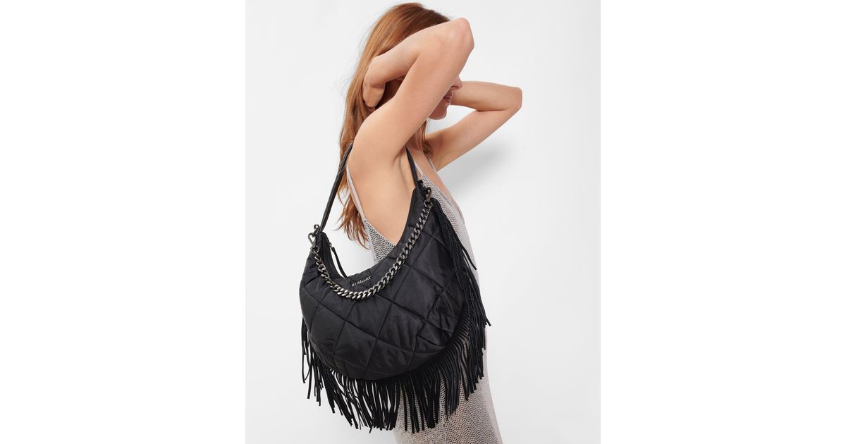 MZ Wallace Black Fringe Quilted Bowery Shoulder Bag | Lyst