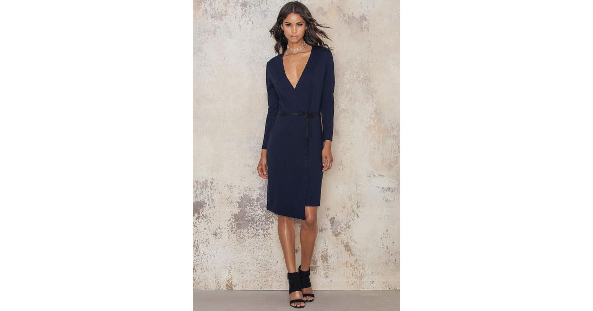 navy jersey wrap dress