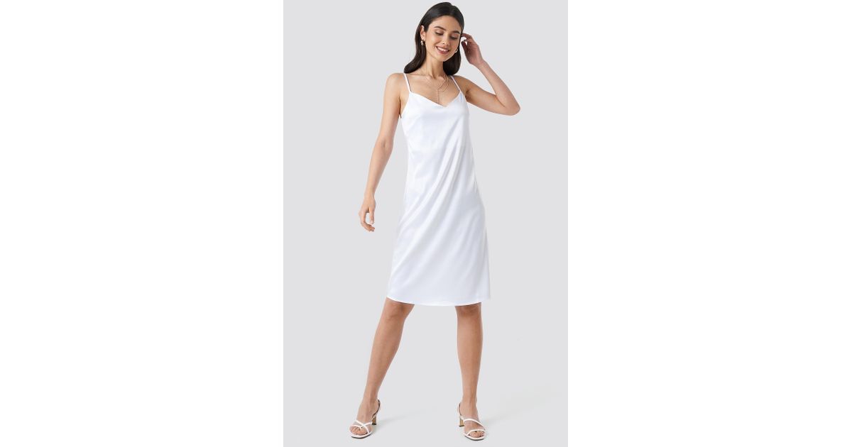 white slip midi dress