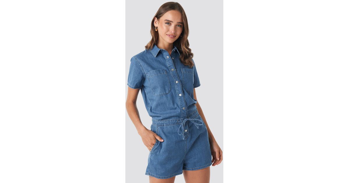 utility denim playsuit