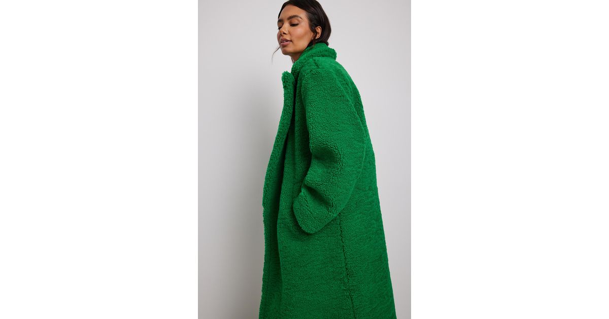 NA-KD Teddy Coat in Green | Lyst