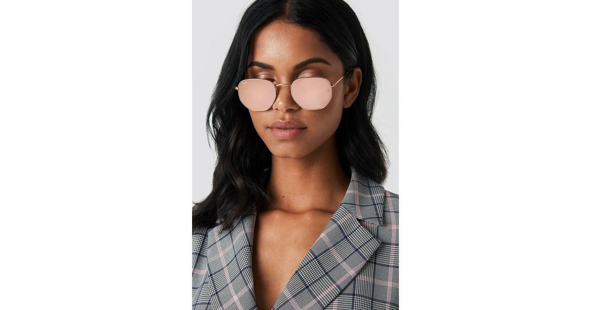 ray ban hexagonal flat lenses copper flash