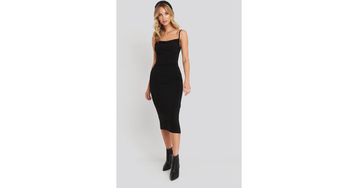 black thin strap midi dress