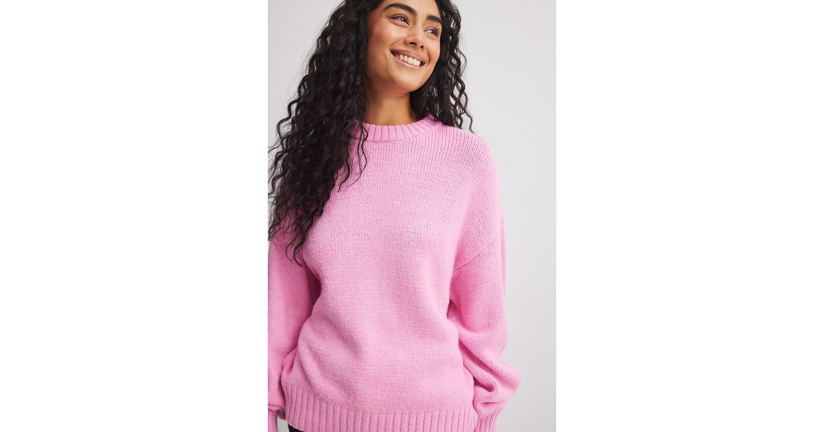 NA-KD Round Neck Knitted Sweater in Pink | Lyst