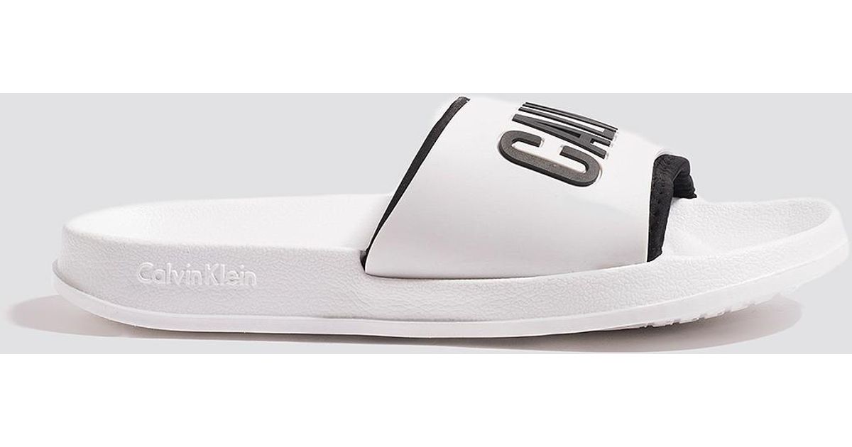 calvin klein slides white