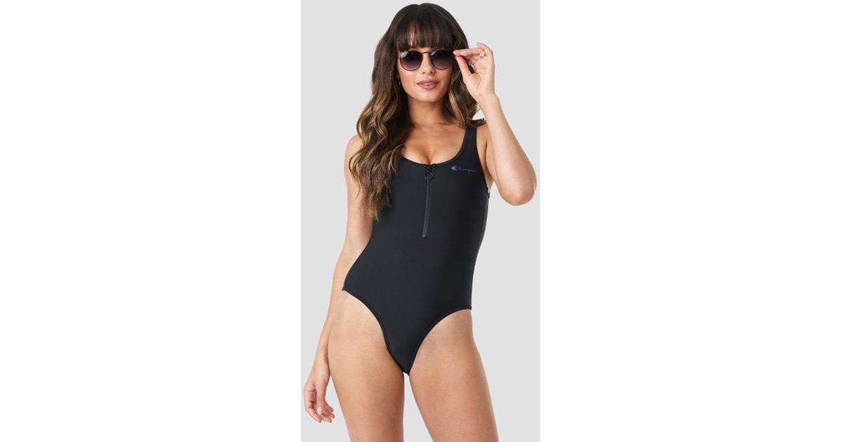 black zipper swimsuit