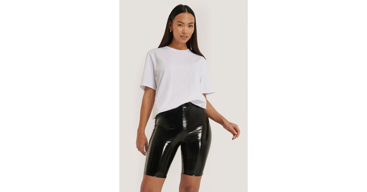 black shiny biker shorts
