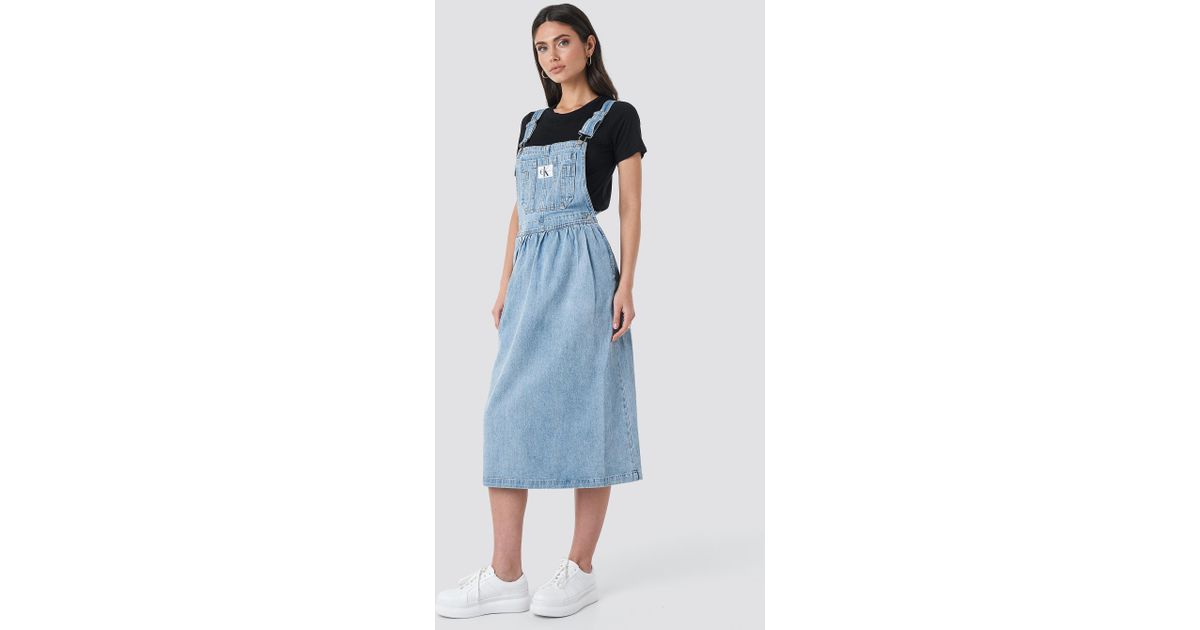 calvin klein iconic dungaree dress