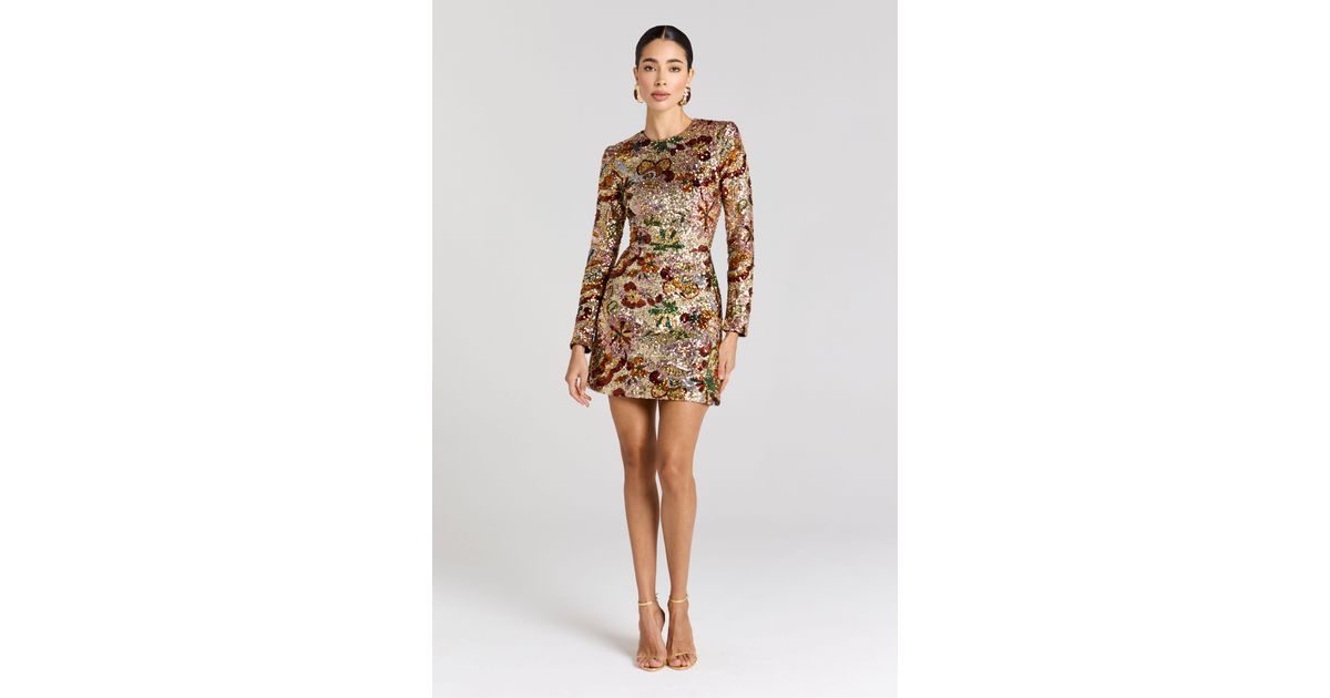 slim fit dress slacks Elysia Gold Leaf Sequin Dress main image 1