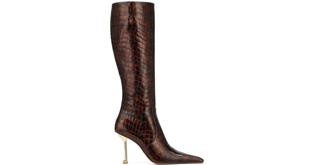 Wolf Valley Patent Leather Pointed Embossed Croc Fashion Shoes NWOB Reece Pointed Toe Leather Loafers - Croc Embossed | Talbots main image 3