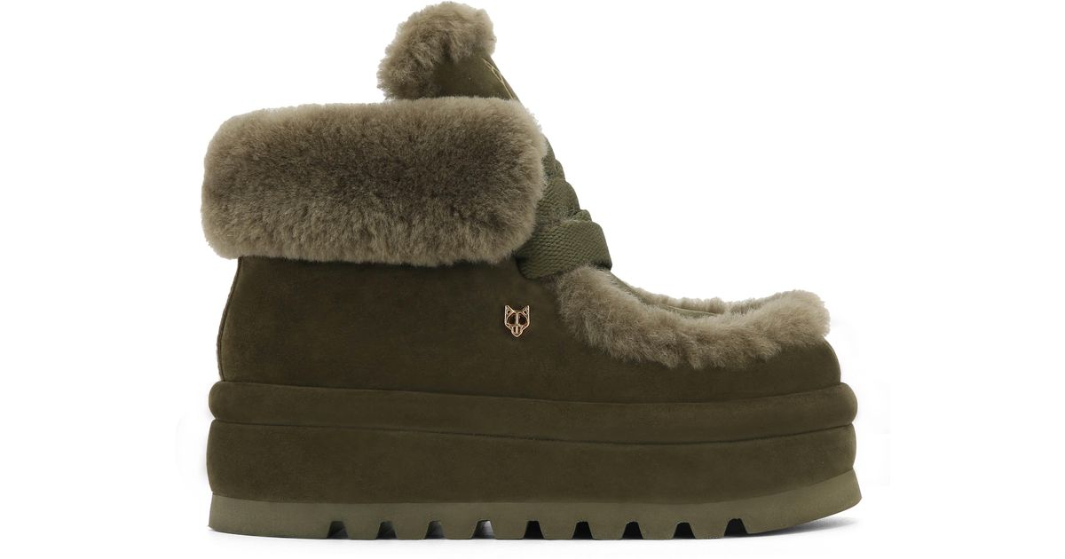 Naked Wolfe Bambi Dark Suede/Shearling in Green Lyst